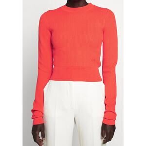 VICTORIA BECKHAM Sweater Women XS Red Texture Knit Crop Pullover Long Sleeve VVB